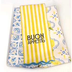 Lemon & Blue Mediterranean Kitchen Towels Set of 3